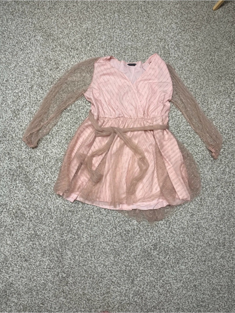 Pink Tulle Sleeve Party Dress